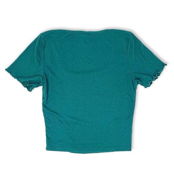 Tilly’s Forest Green Ribbed Crop Top Small Soft Coquette Y2K Fall - Picture 5 of 10